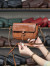 کیف چرم دوجیب عسلی گرم ابر و بادی سنگی