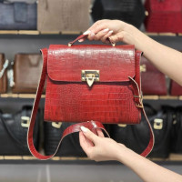 کیف چرم توسکا آلبالویی ابر و بادی سنگی