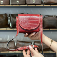 کیف چرم مینی زرشکی تمام لیزارد