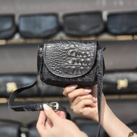 کیف چرم مینی مشکی تمام سنگی