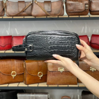 کیف چرم شوز بگ مانی مشکی سنگی