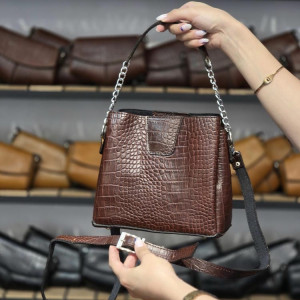 کیف چرم شین قهوه ای خرمایی ابر و بادی سنگی