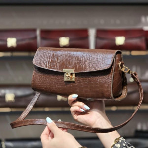 کیف چرم آتنا قهوه ای ابر و بادی سنگی 2
