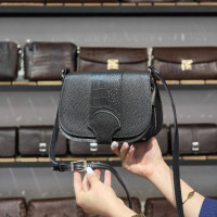 کیف چرم لنگری مشکی تمام فلوتر کوچک