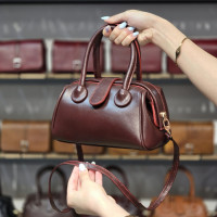 کیف چرم نلا زرشکی ساده