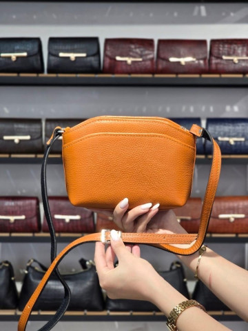 کیف چرم لچک کوچک عسلی نارنجی فلوتر